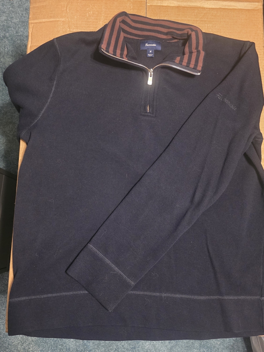 Faconnable Men's Navy Quarter-Zip Sweater
